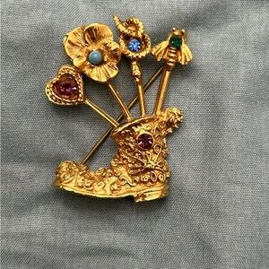 Vintage Shoe Boot Brooch With Hat Pins. Victorian style. Unique!